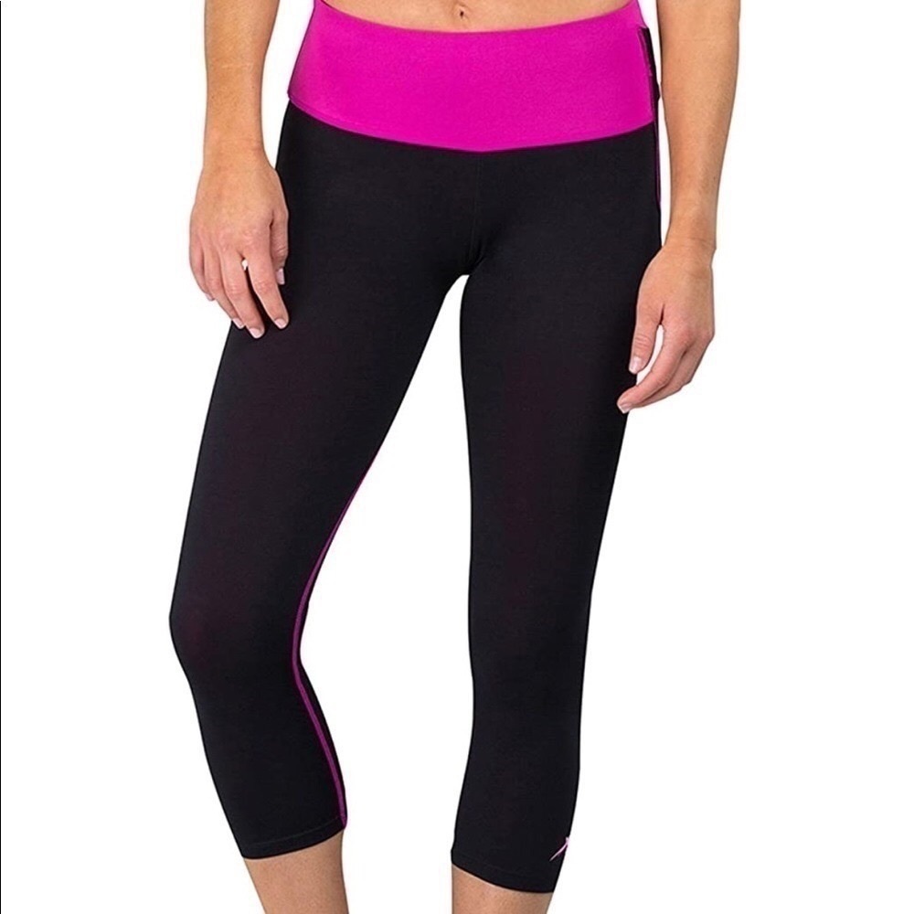 Delfin Women’s Spa Mineral Infused Exercise capris pink & black size Medium